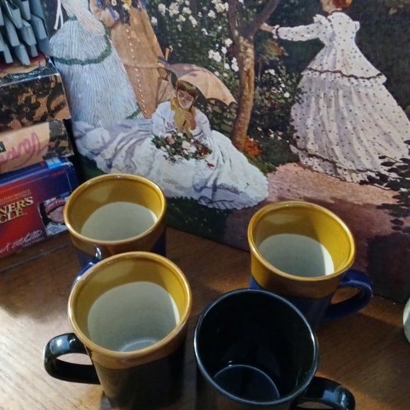 NWOT Royal Norfolk Square Two-Tone Flare Rim Stoneware 14oz Coffee Mug Set of 4 - Picture 5 of 9